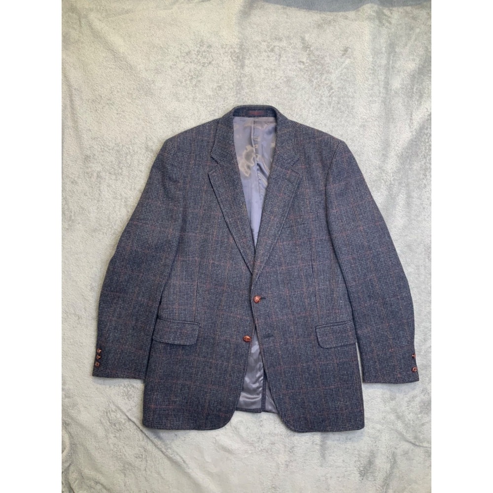 Boston Traders Vintage Men's Blazer Jacket Sport Coat Size 42L Blue Herringbone